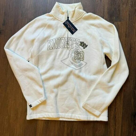 JanSport UCF Knights White Quarter Zip Sweatshirt Size XXL NWT - Picture 1 of 6